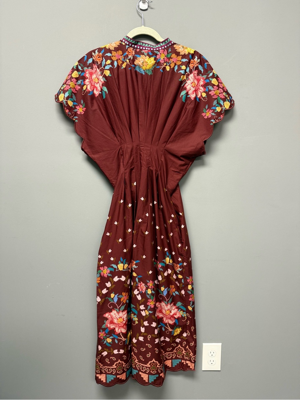 Farm Rio Maroon Ground Floral Dress - Picture 4 of 7